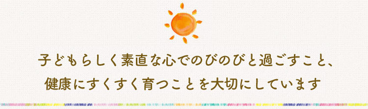 子どもらしく素直な心でのびのびとすごすこと、健康にすくすく育つことを大切にしています